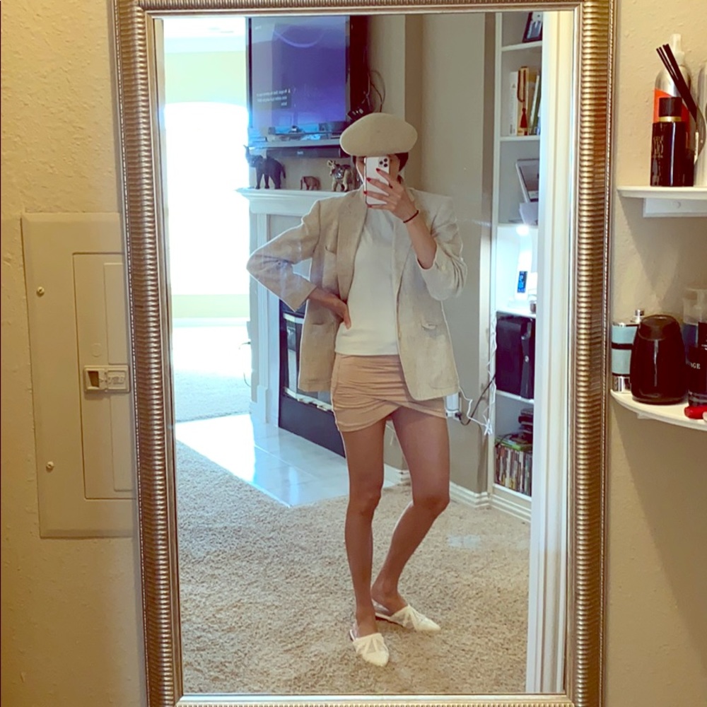 Vintage Linen Blazer $180 mini skirt $80